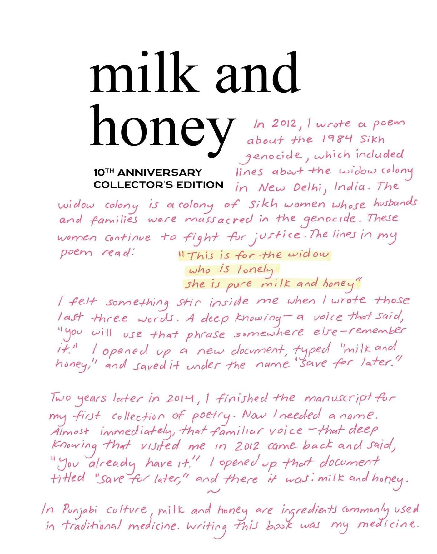 Milk and Honey - Rupi Kaur (10th Anniversary Collector´s Edition)