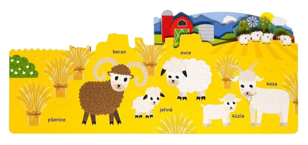 Tvarované leporelo - Slova na farmě