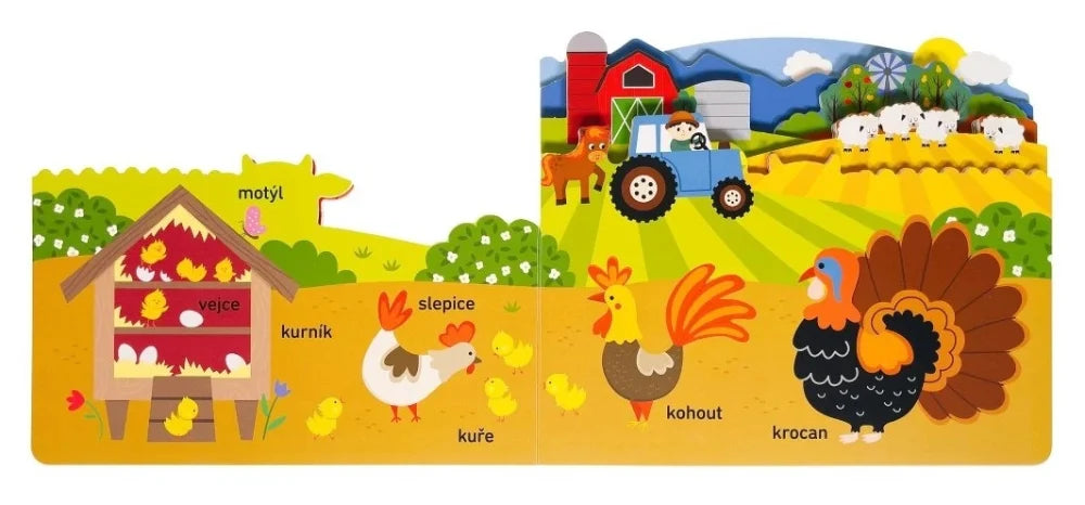 Tvarované leporelo - Slova na farmě